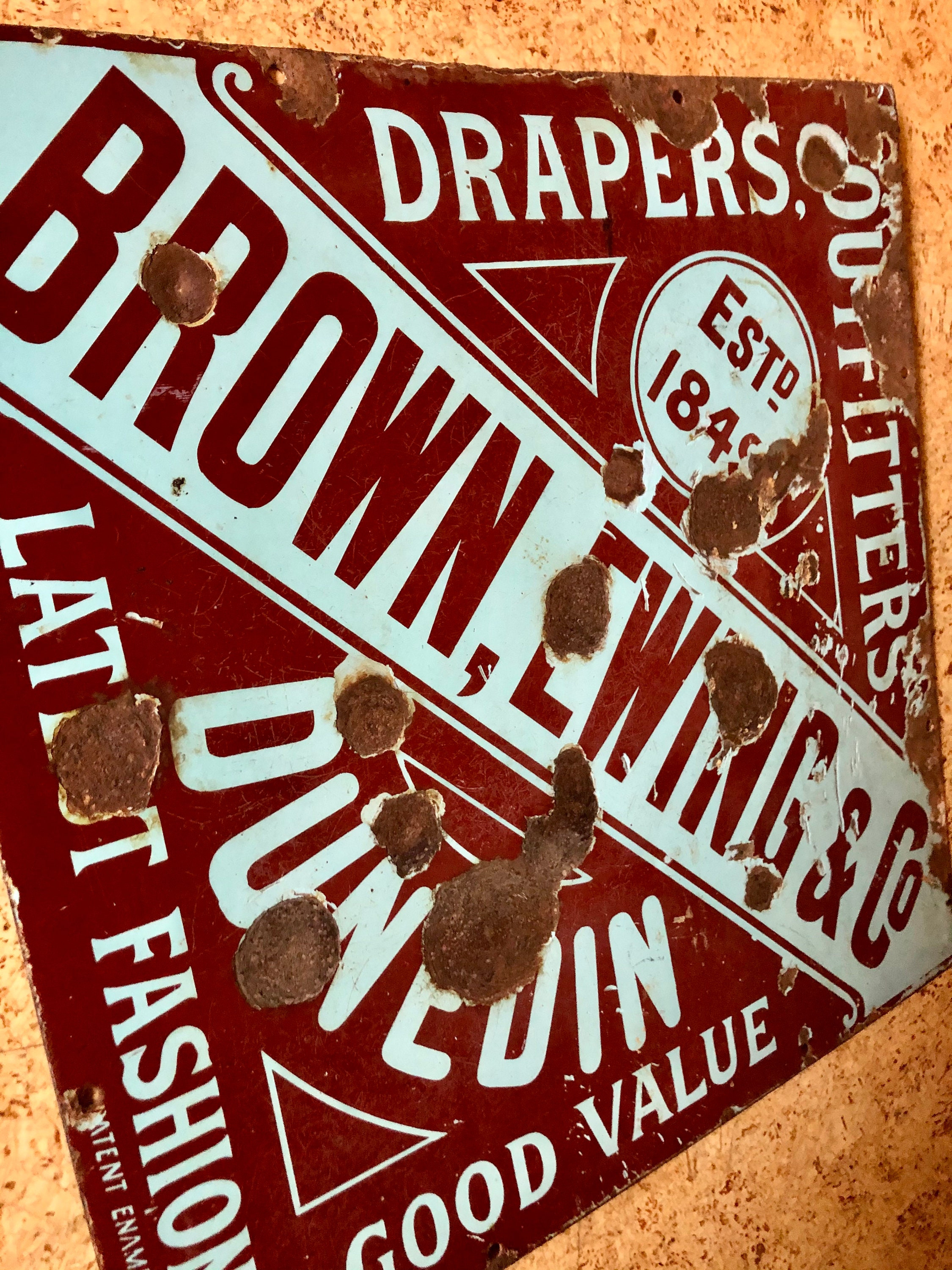 Antique New Zealand Porcelain Enamel Fashion Outfitters Sign Etsy