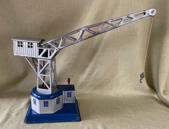 Wind up 1950s Crane Toy Made in West Germany, Construction Crane