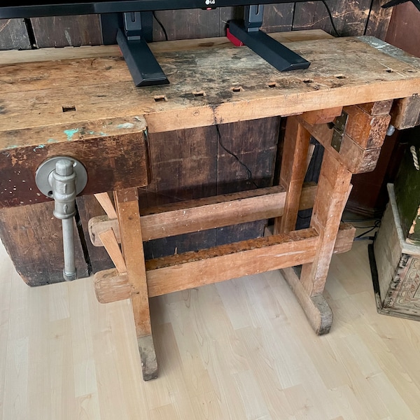 Antique Workbench, Smaller Size, two Vices