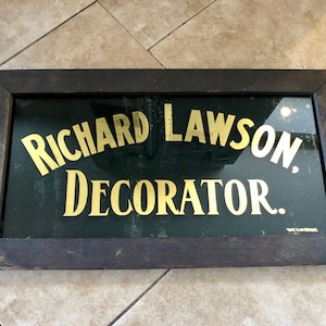 Antique Reverse Painted Gold Leaf Lettering Decorator Advertising Trade Sign