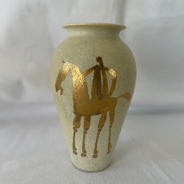 Original Borje Skohg Swedish Art Pottery Glaze with Gold Overlay Design