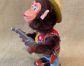 Vintage Japanese Wind up Sheriff Monkey Toy - Etsy