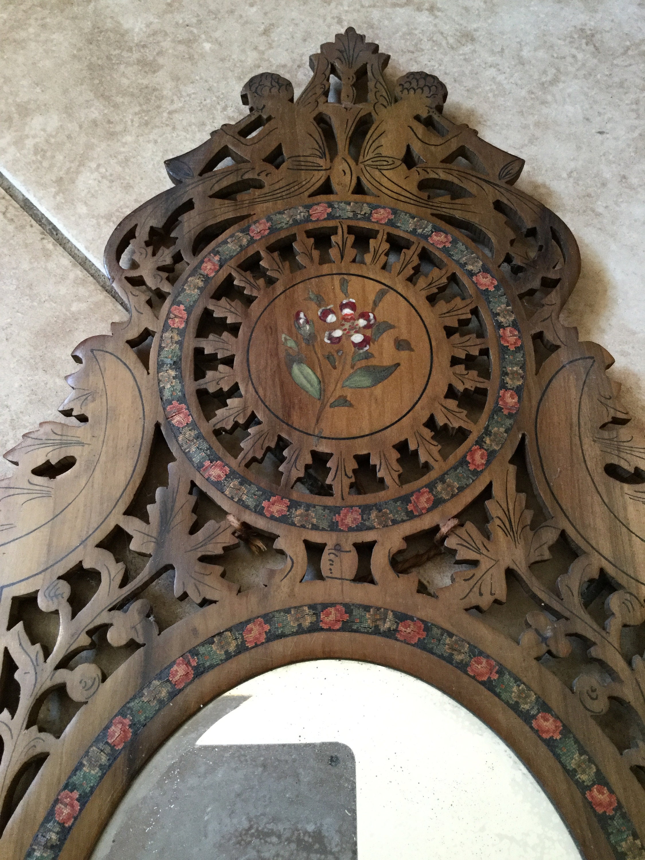 Antique Danish Tri Fold Shaving Mirror Lattice Work Etsy