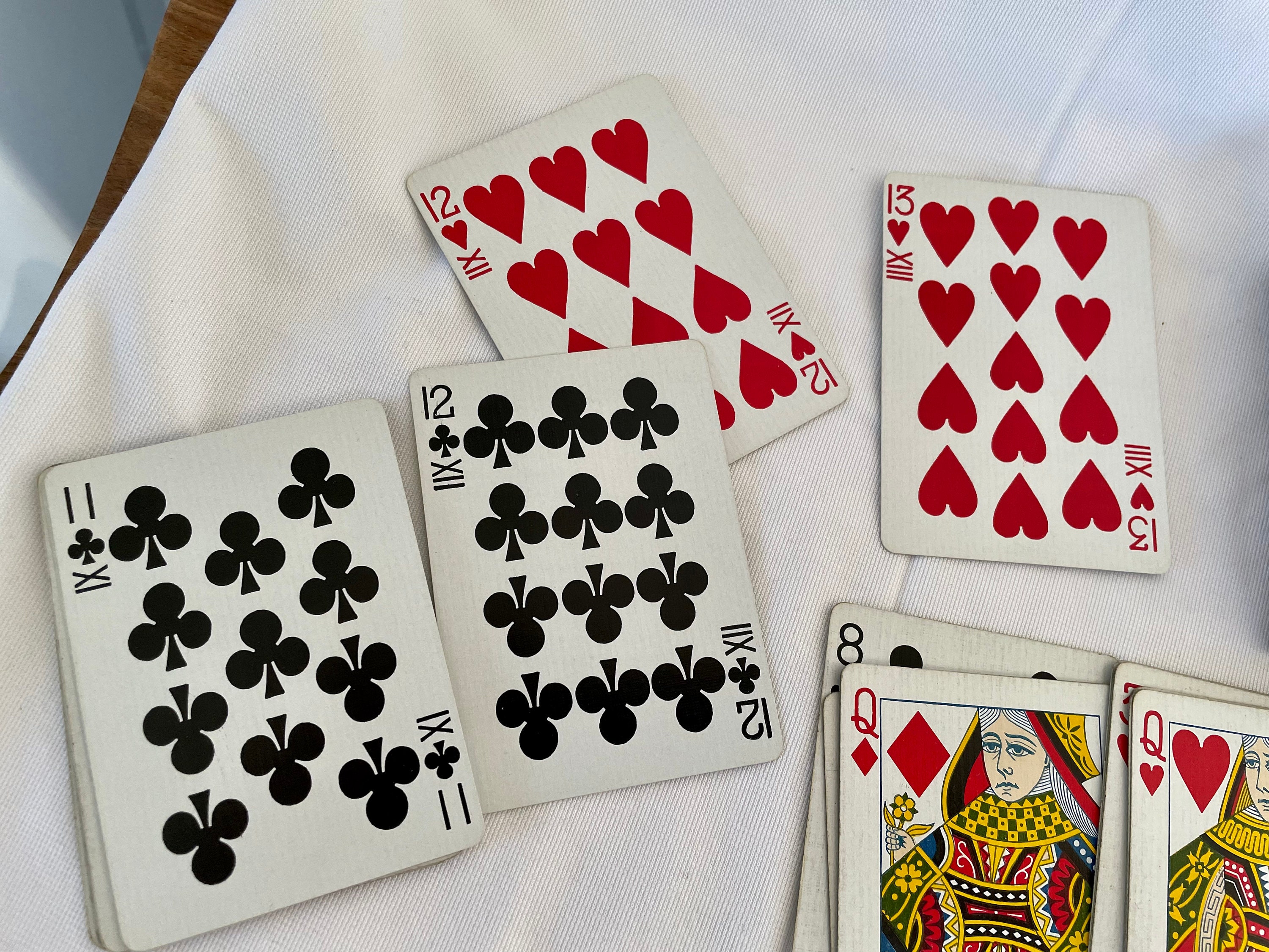 Circa 1920 Six Handed Card Playing Deck With 11, 12 and Number 13