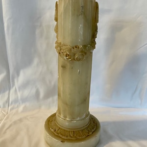 Antique Neoclassical Translucent Alabaster Pillar, Fluted Column