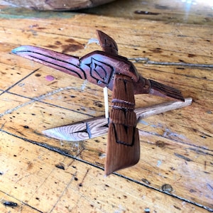 Naive Pacific NW Kwakwaka’wakw Carved Hummingbird, lifesize
