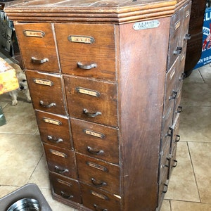 Antique 1901 AR Brown Rotating Hardware Display Cabinet, 40 Drawers, Oak NO SHIPPING