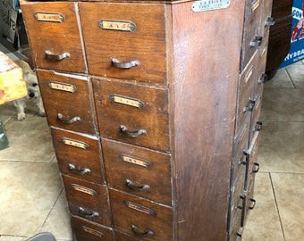 Antique 1901 AR Brown Rotating Hardware Display Cabinet, 40 Drawers, Oak NO SHIPPING