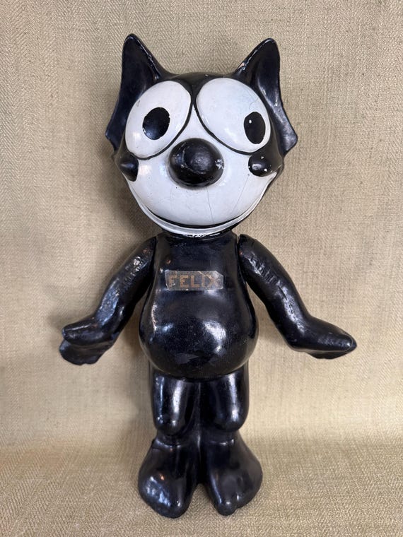 Felix the Cat, Antique Composition 12” Doll With Articulated Arms