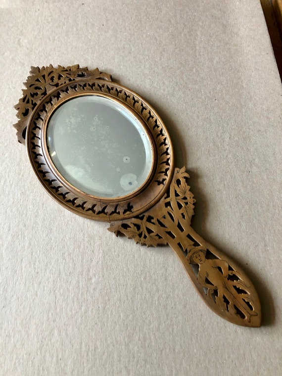 Large Antique Italian Grand Tour Souvenir Pierced Olivewood Hand