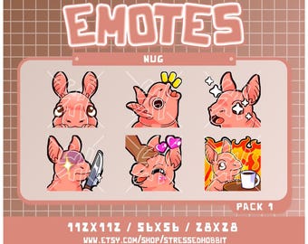 Nug (6) Paquete 1 / Twitch Discord Youtube / Lindo Kawaii b gate videojuego dragon age animal roedor rata gracioso