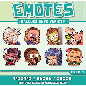 BG3  Variety (8) Pack 3 | Twitch Discord Youtube | Cute Kawaii b gate video game dnd dragons vampire cat tiefling githyanki elf