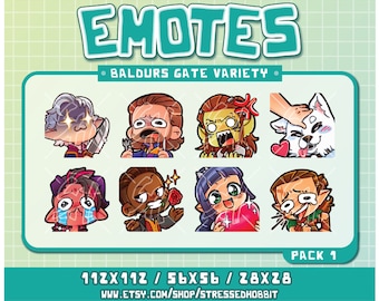 BG3  Variety (8) Pack 1 | Twitch Discord Youtube | Cute Kawaii b gate video game dnd dragons vampire dog tiefling githyanki elf