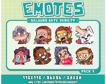 BG3  Variety (8) Pack 1 | Twitch Discord Youtube | Cute Kawaii b gate video game dnd dragons vampire dog tiefling githyanki elf