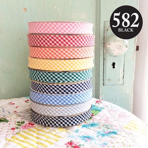 NON-CROCHET EDGE. Black Gingham Bias Tape (No. 582). Black White Gingham Bias Tape.