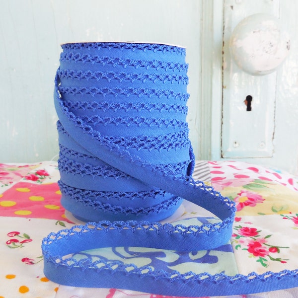 Periwinkle Blue Crochet Edge Double Fold Bias  Tape (No. 40)