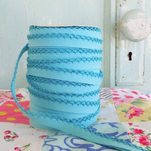 Turquoise Crochet Edge Double Fold Bias Tape  (No. 39)