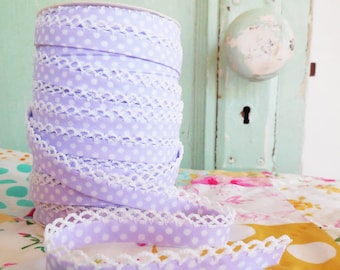 Lilac Crochet Edge Double Fold Bias Tape (No. 12). Handmade Sewing Supplies. Purple Bias Tape without bias tape maker