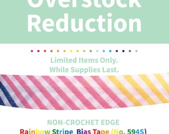 OVERSTOCK REDUCTION SALE.  25% off. Rainbow Stripe Bias Tape (No. 594S - Stripe ). Rainbow Stripe Bias Tape.