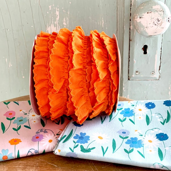 Orange Crochet Edge Trim No405  Orange Trim.  Orange Ruffle Fabric.  Orange Trim.  Orange Lace.  Orange Sewing Supplies.