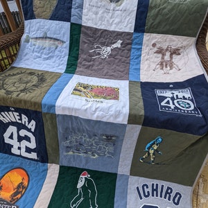 T-shirt quilt, mosaic t-shirt quilt, custom tshirt quilt ***Reservation Fee DEPOSIT ONLY***