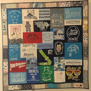 T-shirt quilt, mosaic t-shirt quilt, custom tshirt quilt ***DEPOSIT ONLY***