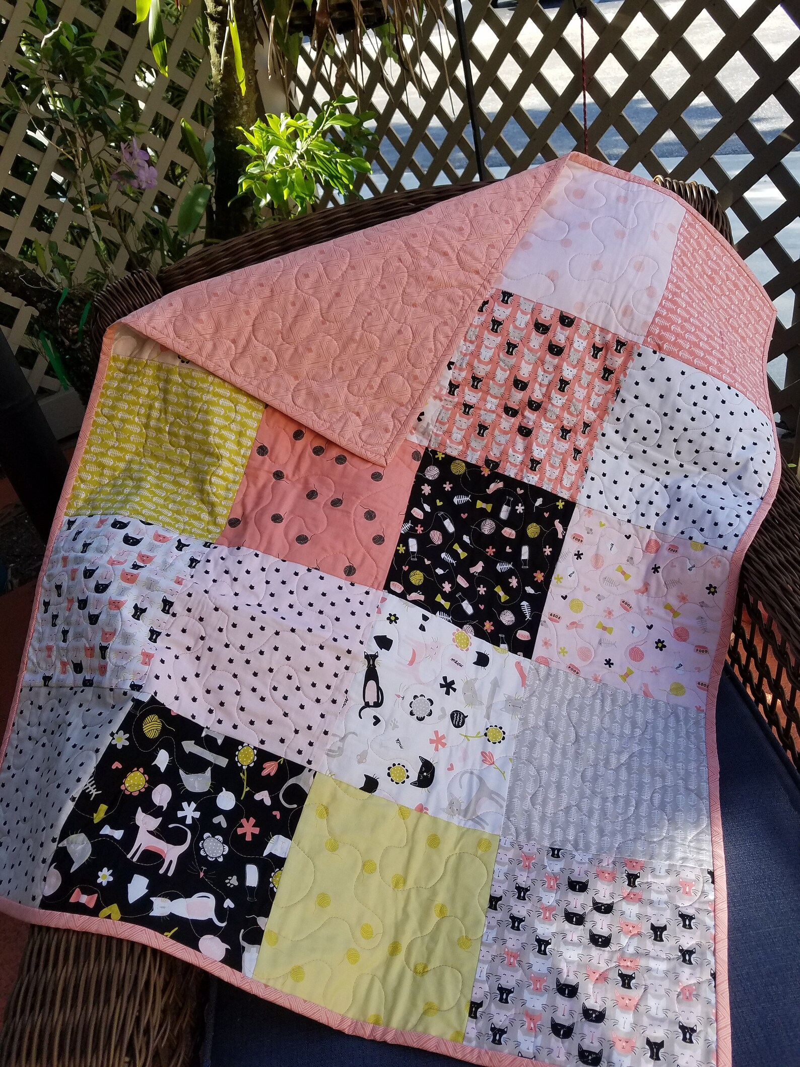 Coral and Grey Crib Quilt Baby Quilt Handmade Modern Baby Etsy