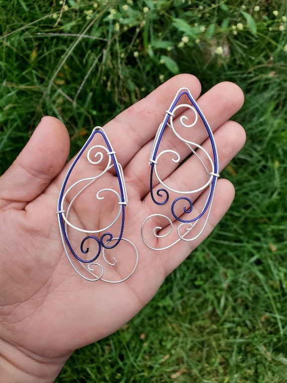 Silver Plated Elf Ear Cuffs: Purple Cosplay Cling Earrings