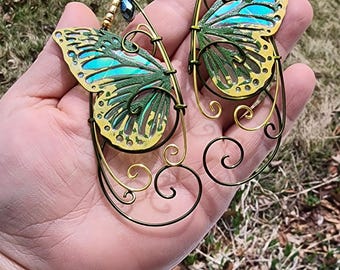 Forest Green Butterfly Elf Ear Cuffs