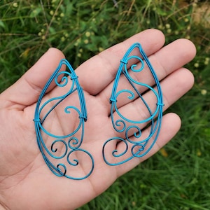 Blue Elf Ear Cuffs: Silver Plated Wire, Cosplay Jewelry