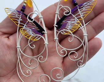Nonbinary Pride Butterfly Elf Ear Cuffs: Fantasy Cosplay Jewelry