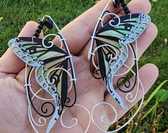 Silver Back Luna Moth Elf Ear Cuffs
