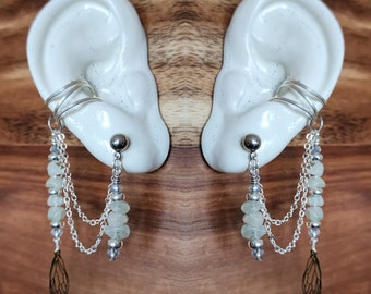 Grüner Aventurin Ohrstecker zu Manschette Set | WaldAbenteuer Schmuck