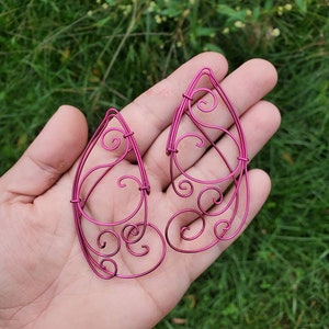 Magenta Elf Ear Cuffs: Silver Plated Wire, Cosplay Jewelry