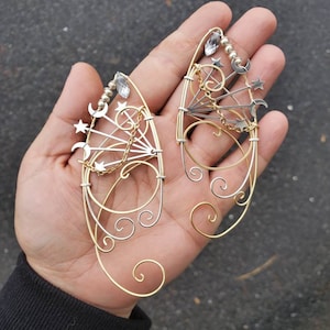 Moon and Stars Elf Ear Cuffs: Gold & Silver Cosplay Clip On Earrings