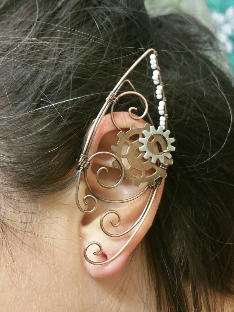 Steampunk Gear Elf Ear Cuff Cosplay Ear Cuff Clip On Etsy