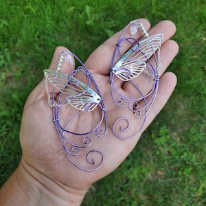 Lavendel Schmetterling Flügel Ohrmanschette: Versilbert Fee Cosplay
