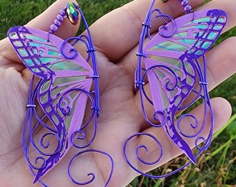 Purple Luna Moth Elf Ear Cuffs