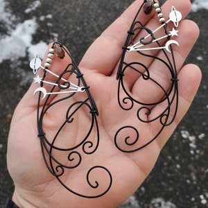 Planet, Moon & Stars Ear Cuffs: Black Wire Cosplay Earrings