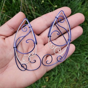 Purple and Silver Elf Ear Cuffs: Silver Plated Wire, Cosplay Jewelry