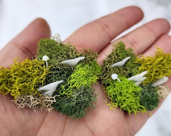 Moss and Mushrooms Hair Clips, Mushroom Barret,  Cottage Core