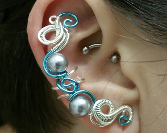 Wire Wrapped Ear Cuff, Cartilage Cuff, Wire Warped Ear Cuffs, Cosplay, Non Pierced, Clip On, Wire Ears, Gift Cuff for Her