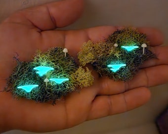Moss and Glow in the Dark Mushrooms Hair Clips, Glow Mushroom Barret,  Cottage Core