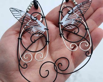 Black Butterfly Elf Ear Cuffs: Fantasy Cosplay Clip On Earrings