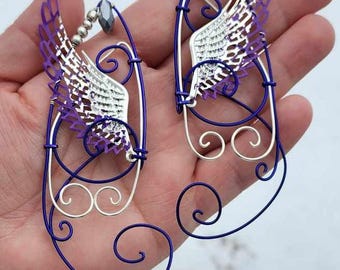 Purple Valkyrie Wing Elf Ear Cuffs: Fantasy Cosplay Clip On Earrings