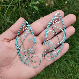 Ice Blue Elf Ear Cuffs: Silver Plated Wire, Cosplay Jewelry