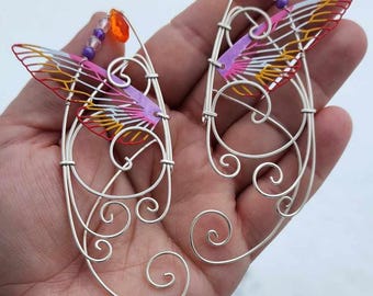 Lesbian Pride Butterfly Wing Elf Ear Cuffs: Fantasy Cosplay Jewelry