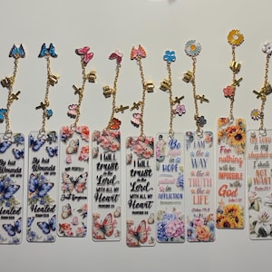 Acrylic Bookmarks with Metal Charm Tassels - Christian Gift