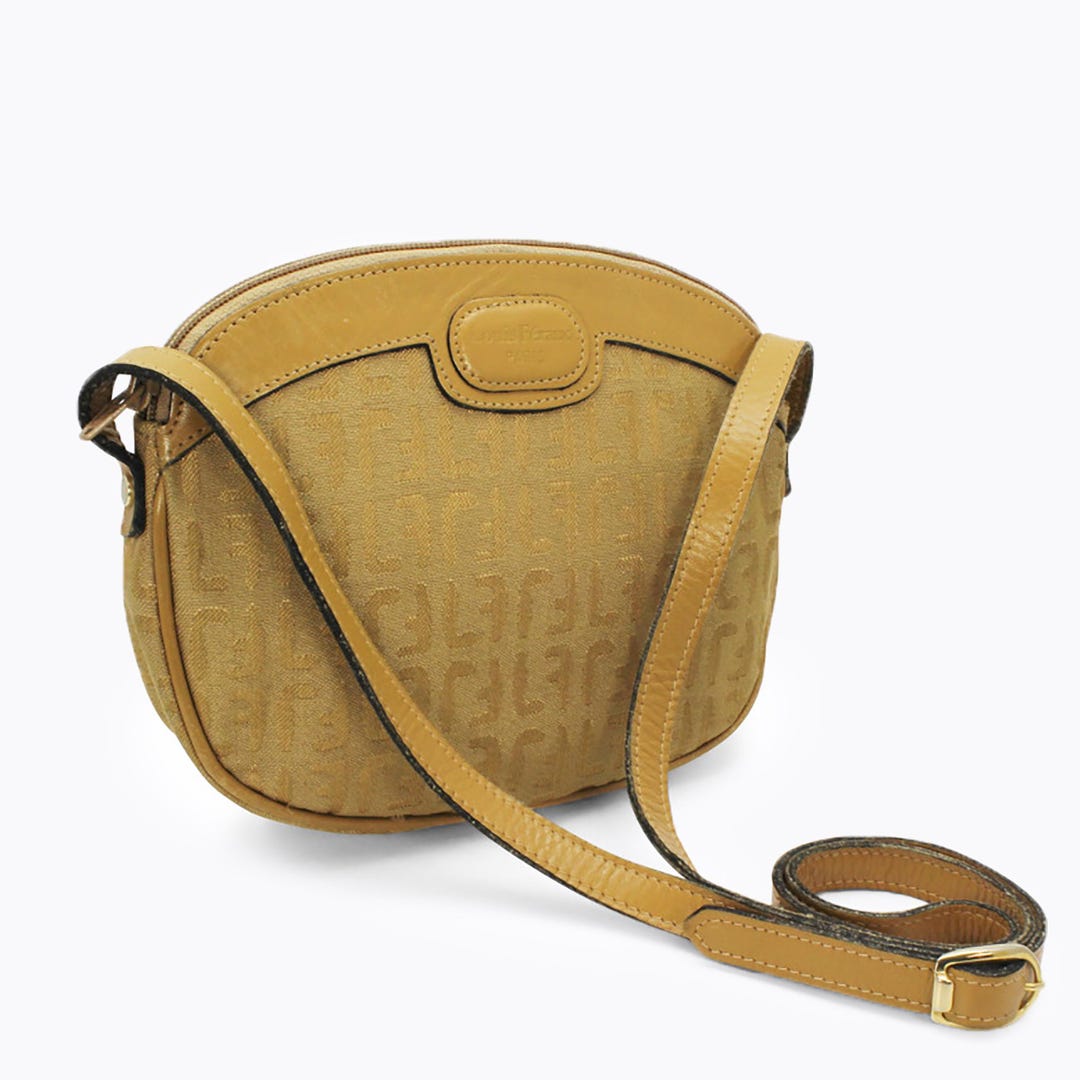 Louis Feraud Paris Vintage Handbag Crossbody Purse Tan