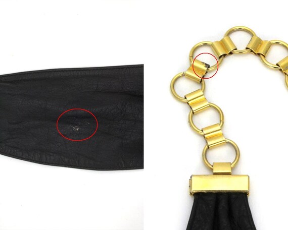 Vintage Black Snake Skin Belt Gold Chain Buckle Statement Vintage 80 main image 3